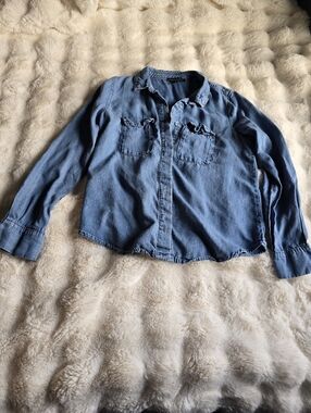 Saks Fifth Avenue Women's Button Up Super Soft Denim Shirt